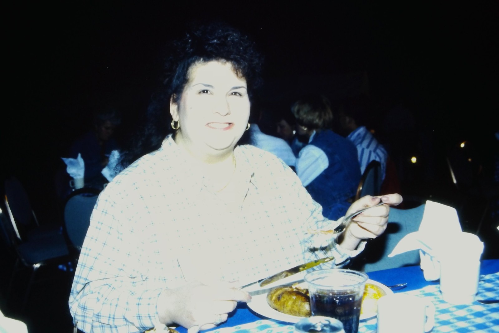 c1990's 35mm Slide, Woman Dining at Banquet Event mid 1990s gold blue c1990's 35mm Slide, Woman Dining at Banquet Event mid 1990s gold blue