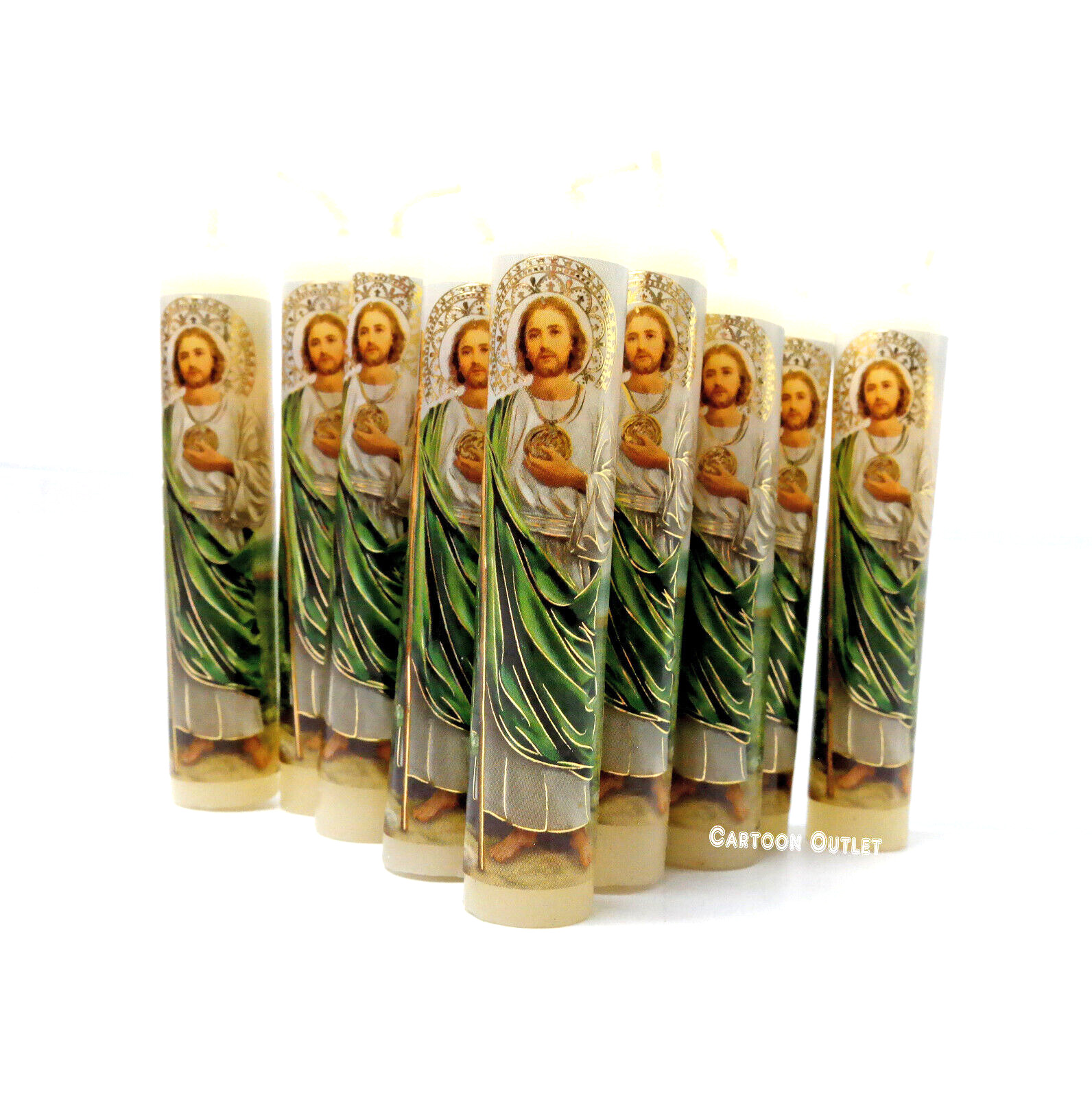 12 pc San Judas Mini Cirio Pascual 3" Repujado Paschal Candle Embossed St Jude 12 pc San Judas Mini Cirio Pascual 3" Repujado Paschal Candle Embossed St Jude