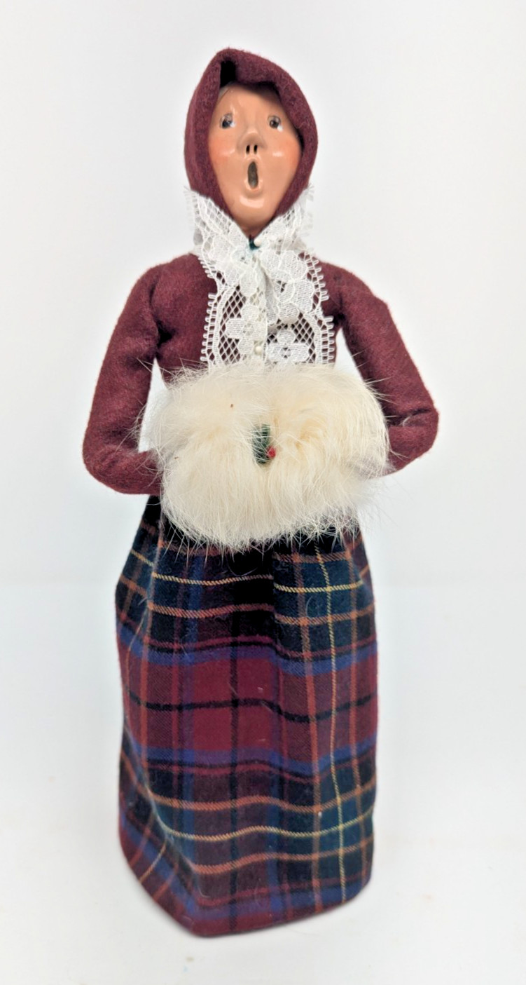 Vintage 1985 Byers Choice The Carolers Lady With Maroon Plaid Dress Vintage 1985 Byers Choice The Carolers Lady With Maroon Plaid Dress