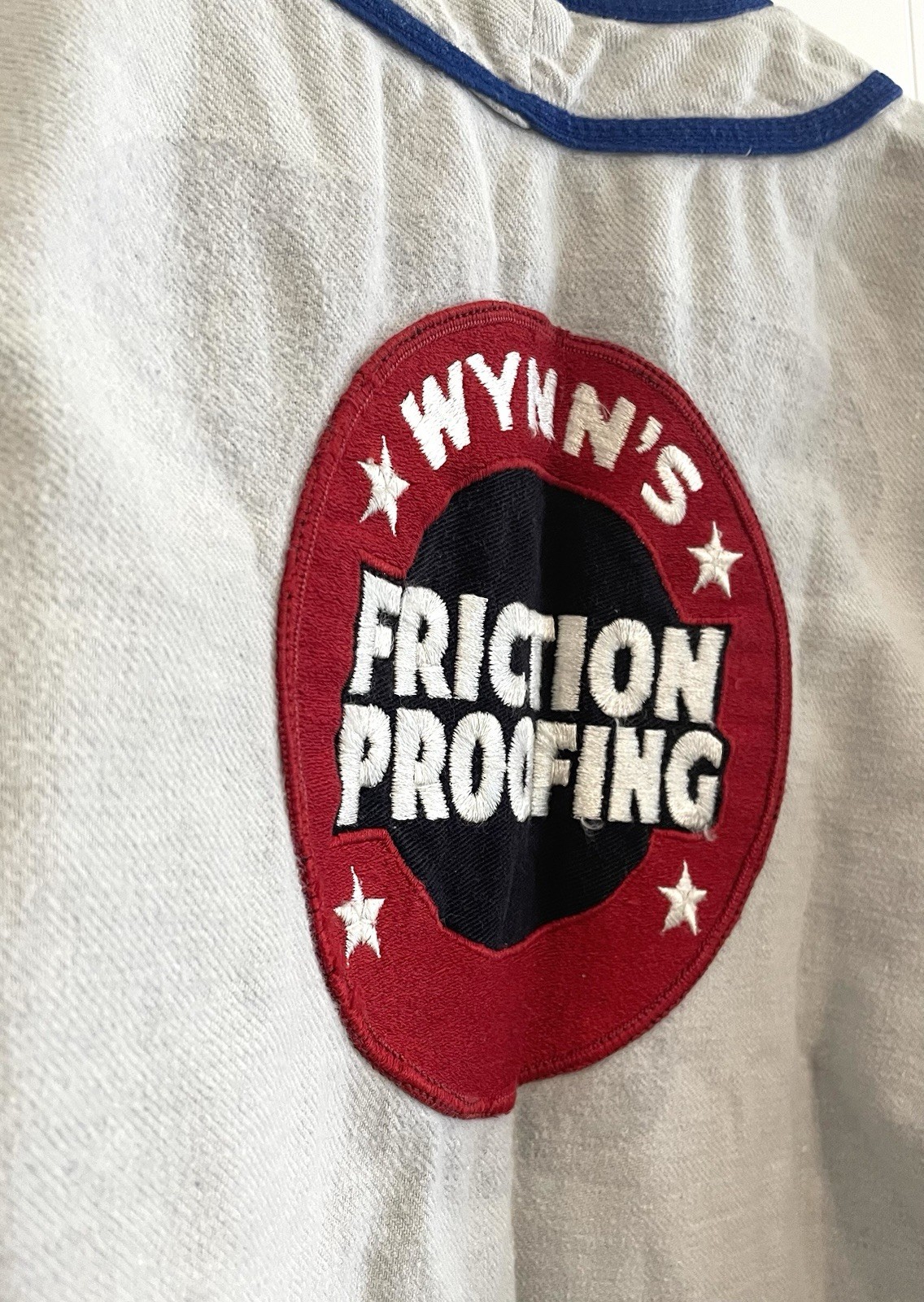 Vintage 50s/60s Southland Flannel Baseball Jersey Wynns Friction Proofing Sz 32