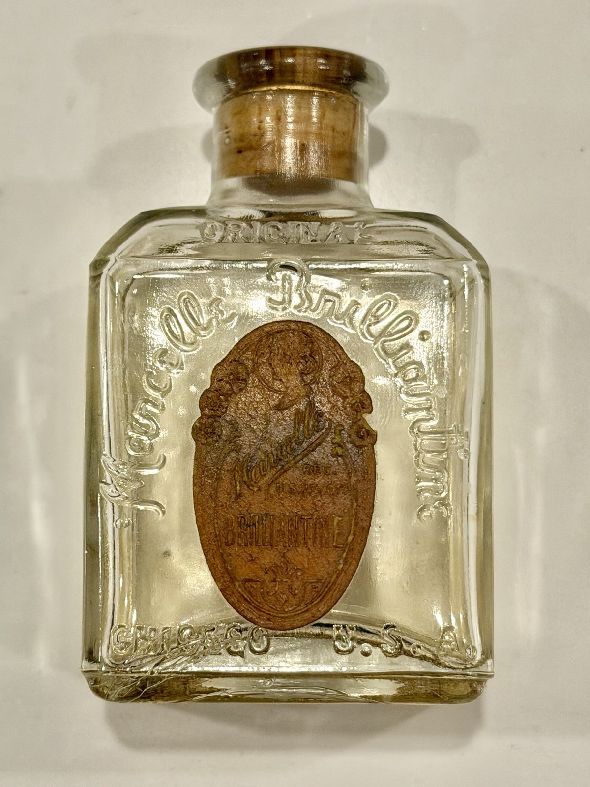 1910-1930s Marcelle Brilliantine ABM Glass Bottle Hair Styling Oil Chicago s6 1910-1930s Marcelle Brilliantine ABM Glass Bottle Hair Styling Oil Chicago s6