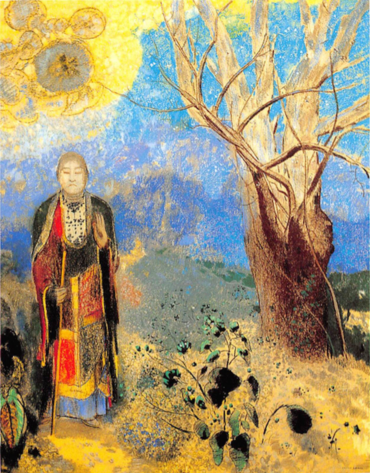 Art Postcard: Vintage repro - The Buddha, French artist Odilon Redon c. 1905