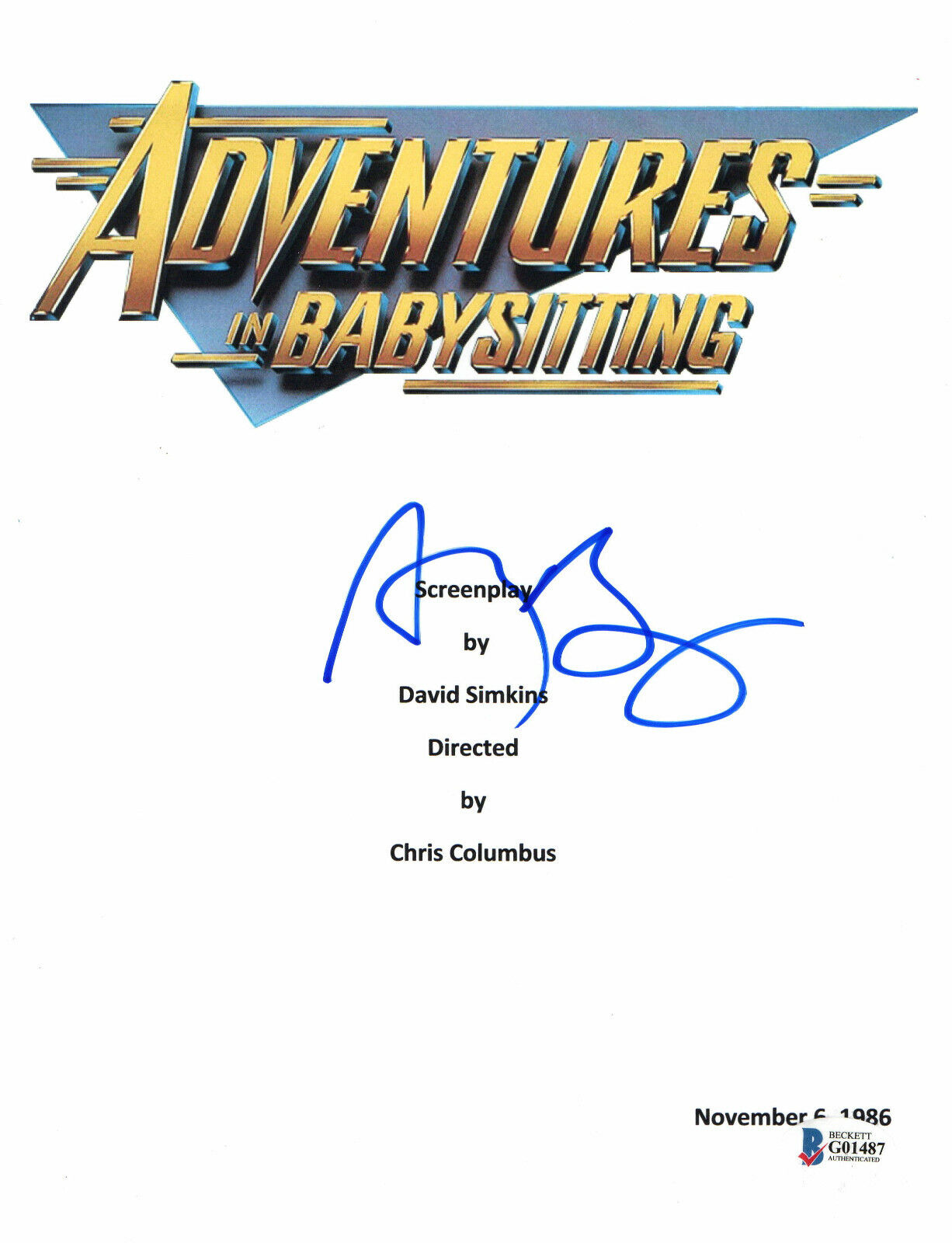 ANTHONY RAPP SIGNED AUTOGRAPH ADVENTURES IN BABYSITTING FULL SCRIPT BECKETT BAS 