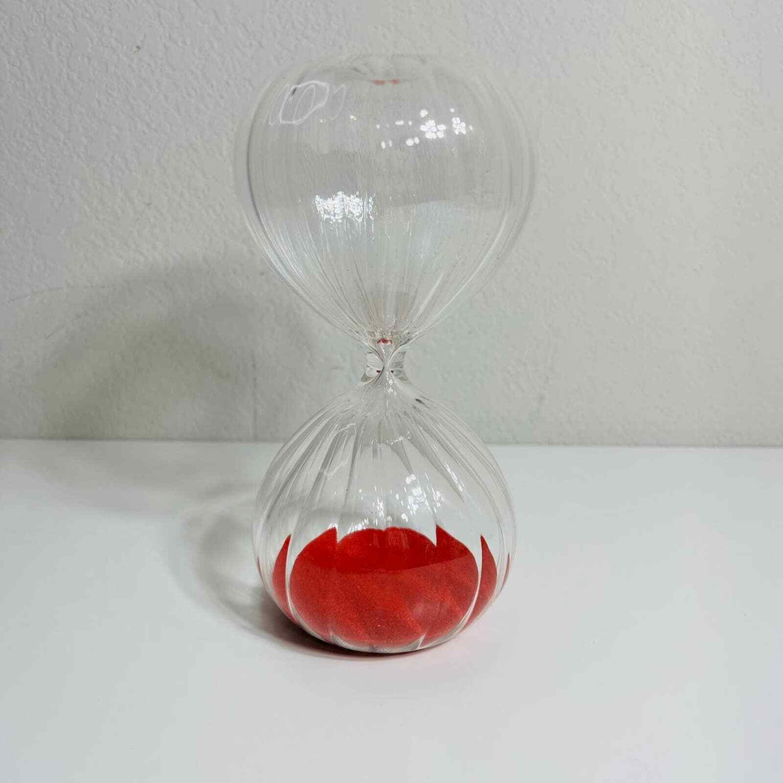 Glass Hourglass Timer Red Sand Striped