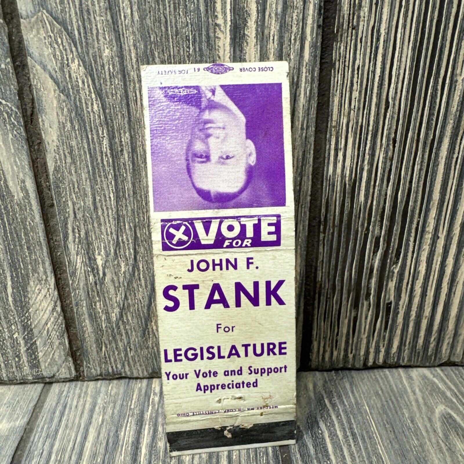 Vtg John F Stank Political Legislature Matchbook Cover Advertisement