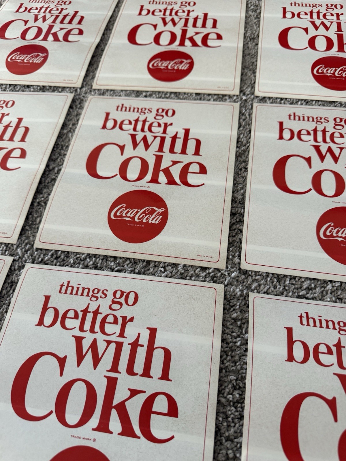 ( 1 ) Vintage 1960s Coca-Cola Decal “Things Go Better With Coke 7.5x6.5 Original