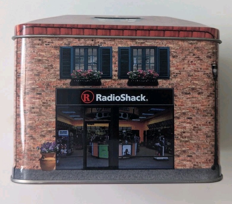 Vintage Radio Shack Promotional Advertising Tin Coin Bank, Storefront, Pre-Owned Vintage Radio Shack Promotional Advertising Tin Coin Bank, Storefront, Pre-Owned