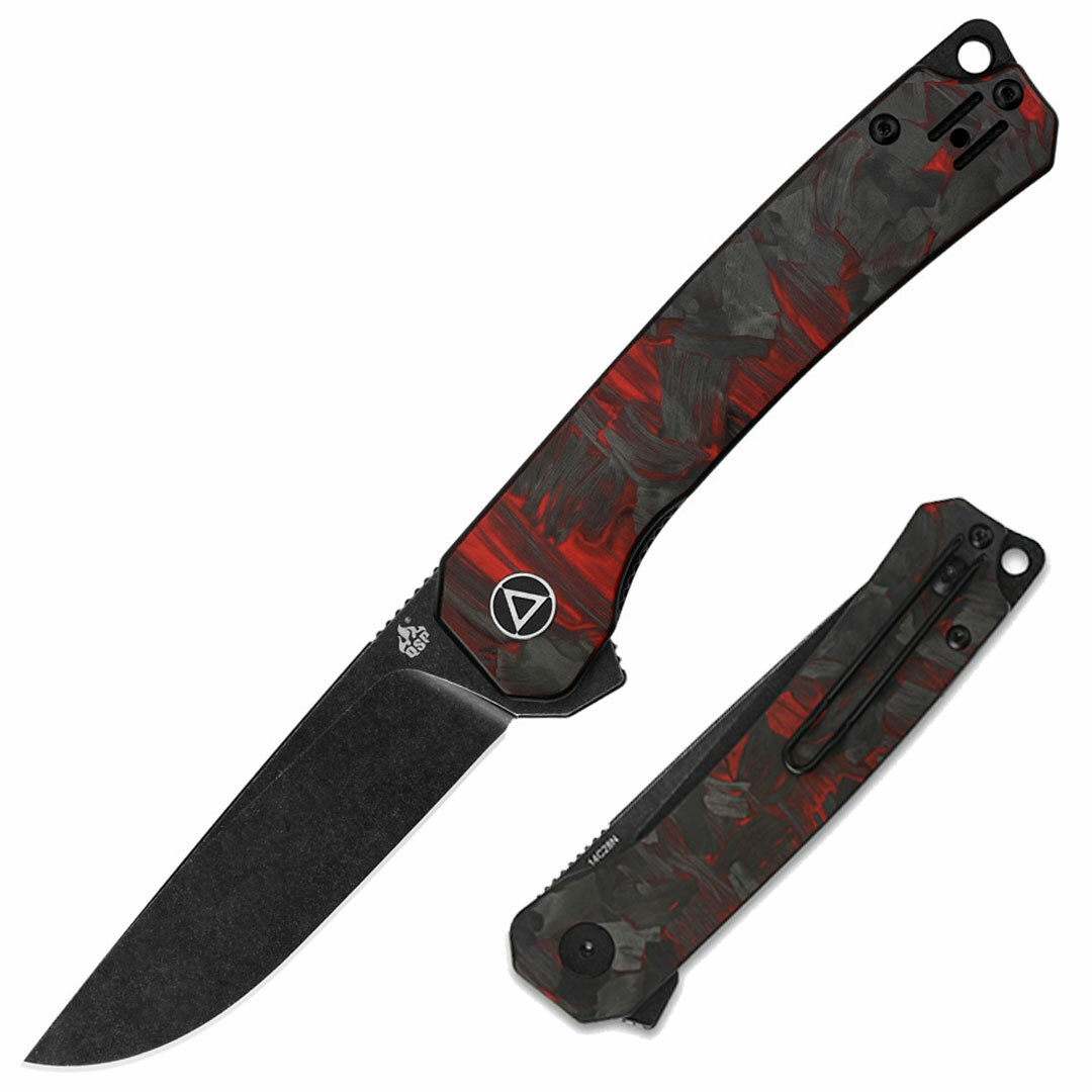 QSP Knife Osprey Folding Knife 3.25" 14C28N Black Steel Blade G10/CF Handle QSP Knife Osprey Folding Knife 3.25" 14C28N Black Steel Blade G10/CF Handle