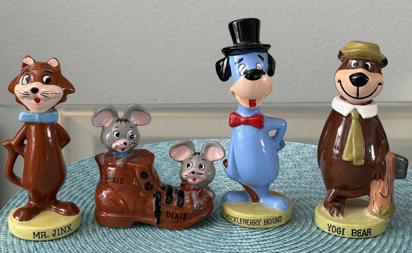 4- Hanna Barbera Ceramic Figurines 1960s Vintage Ideas Inc Japan-