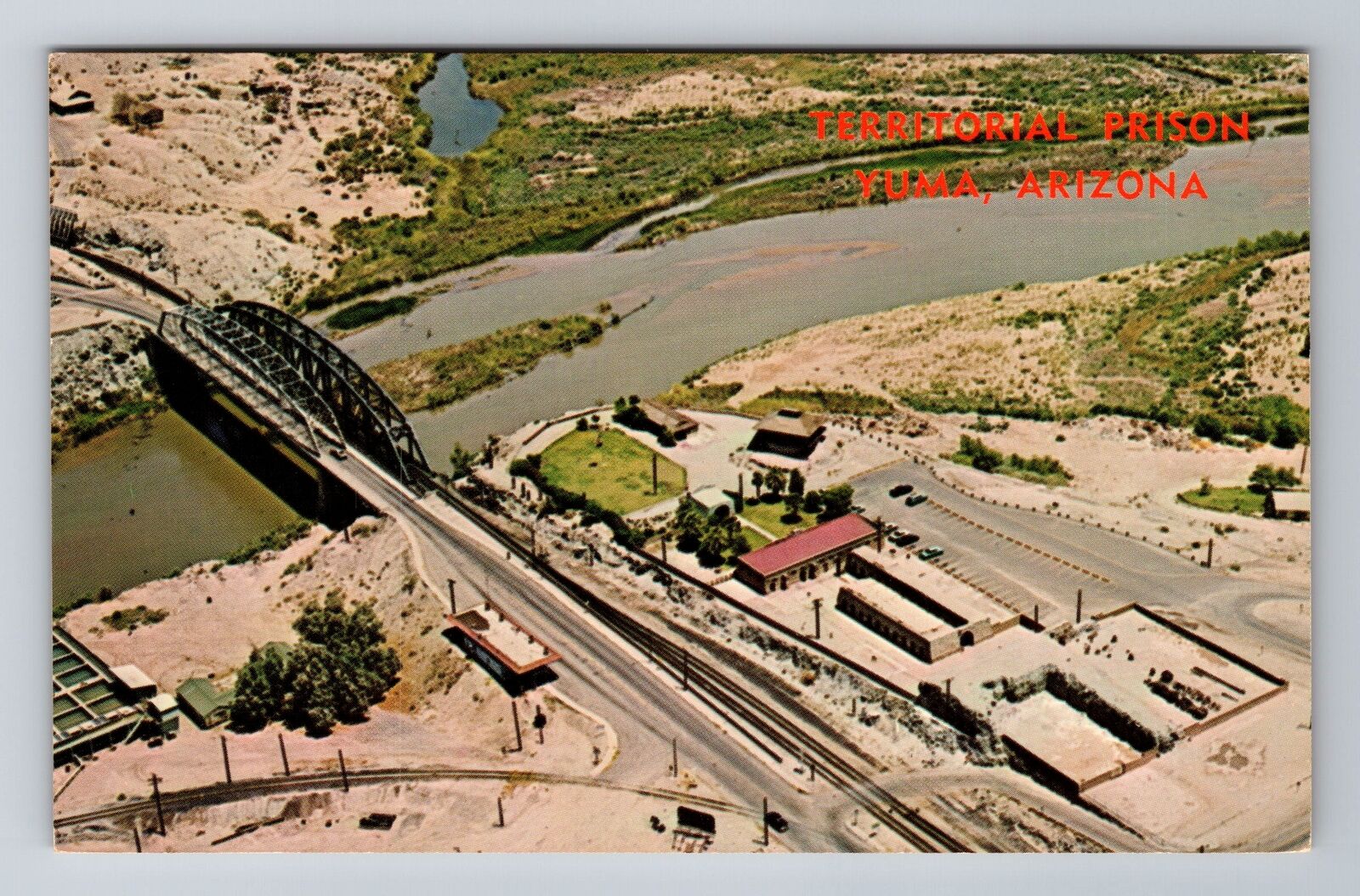 Yuma AZ-Arizona, Aerial View of Old Yuma Territorial Prison, Vintage Postcard