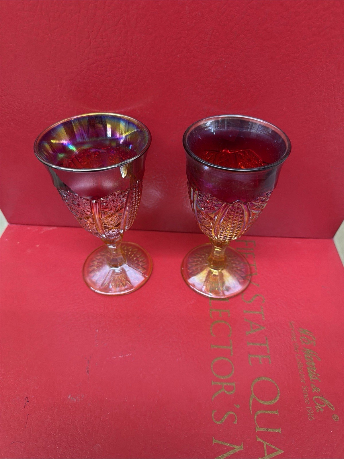 2 Vtg 1970's Indiana Glass Goblets. Sunset/Monarch ~ Amberina Cadmium GLOW 2 Vtg 1970's Indiana Glass Goblets. Sunset/Monarch ~ Amberina Cadmium GLOW