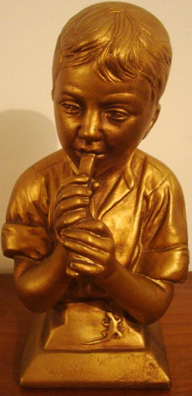ANTIQUE PETER PIPER GOLD STATUE ESCO E. VILLANIS BUST FIGURE FIGURINE VINTAGE ANTIQUE PETER PIPER GOLD STATUE ESCO E. VILLANIS BUST FIGURE FIGURINE VINTAGE
