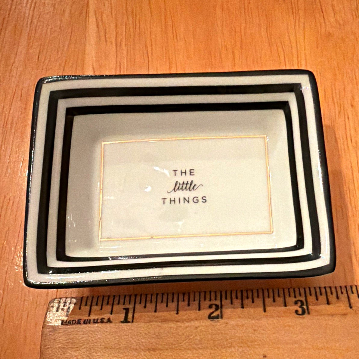Two's Company The Little Things Rectangular Ceramic Dish White/Black/Gold Two's Company The Little Things Rectangular Ceramic Dish White/Black/Gold