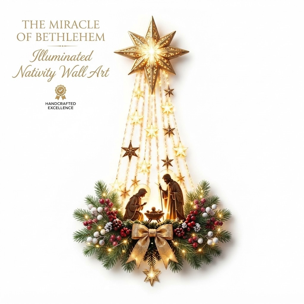 Bethlehem Star of Faith Lighted Nativity Wall Decor Christmas LED Religious Wall Bethlehem Star of Faith Lighted Nativity Wall Decor Christmas LED Religious Wall