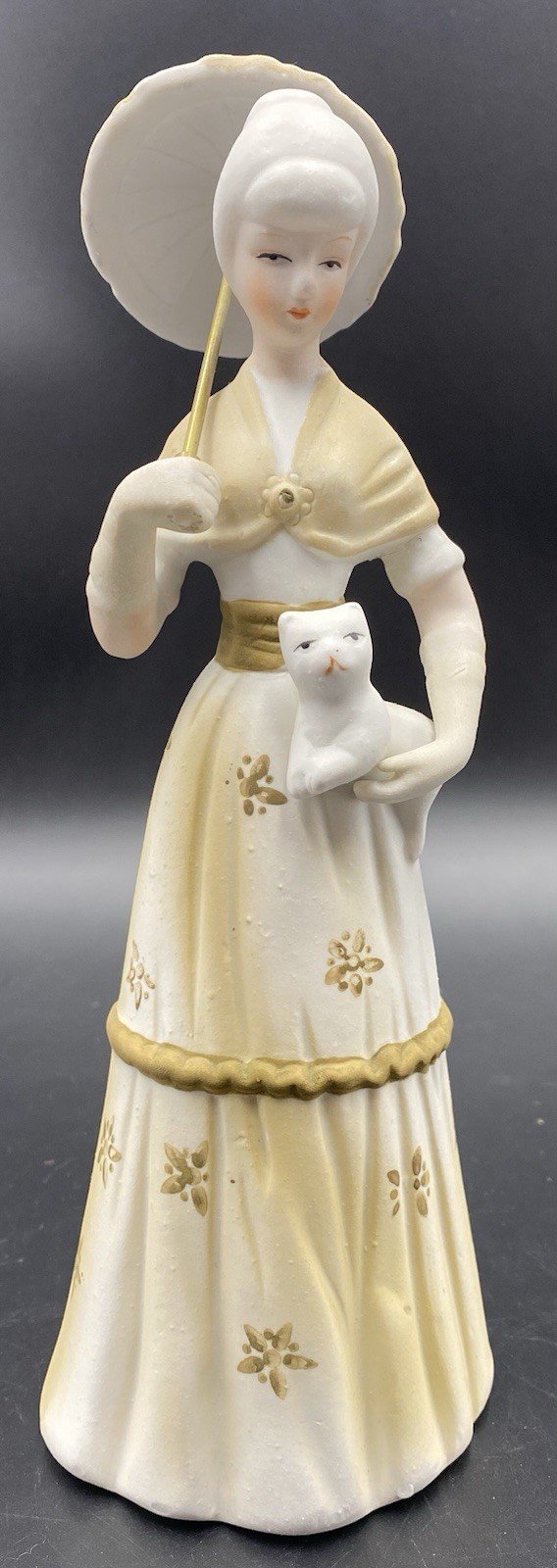 Vintage Bisque Porcelain Victorian Lady Figurine Reading Pink Dress 12 in