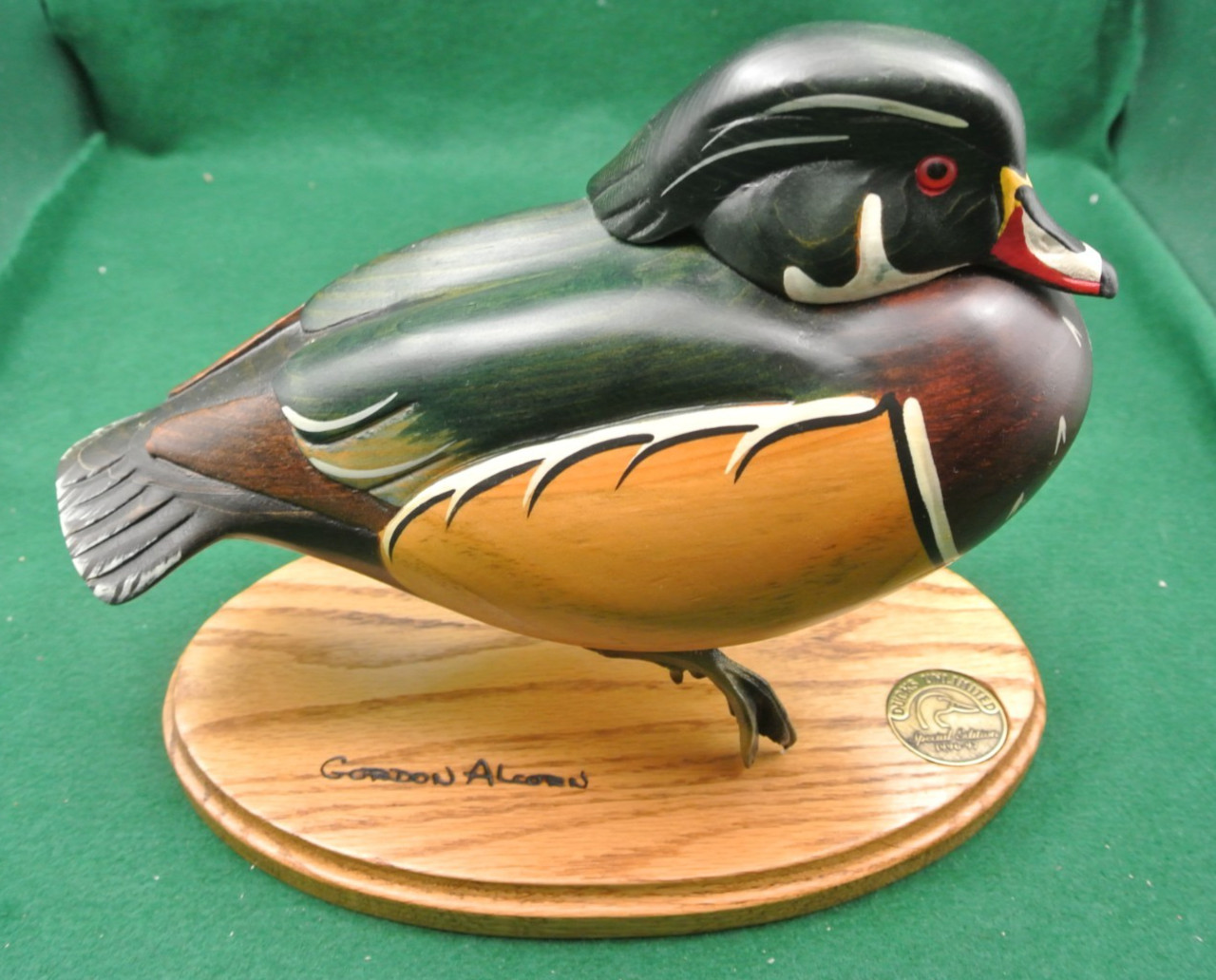 1996-97 Ducks Unlimited Gordan Alcorn Drake wood Duck Decoy Statue
