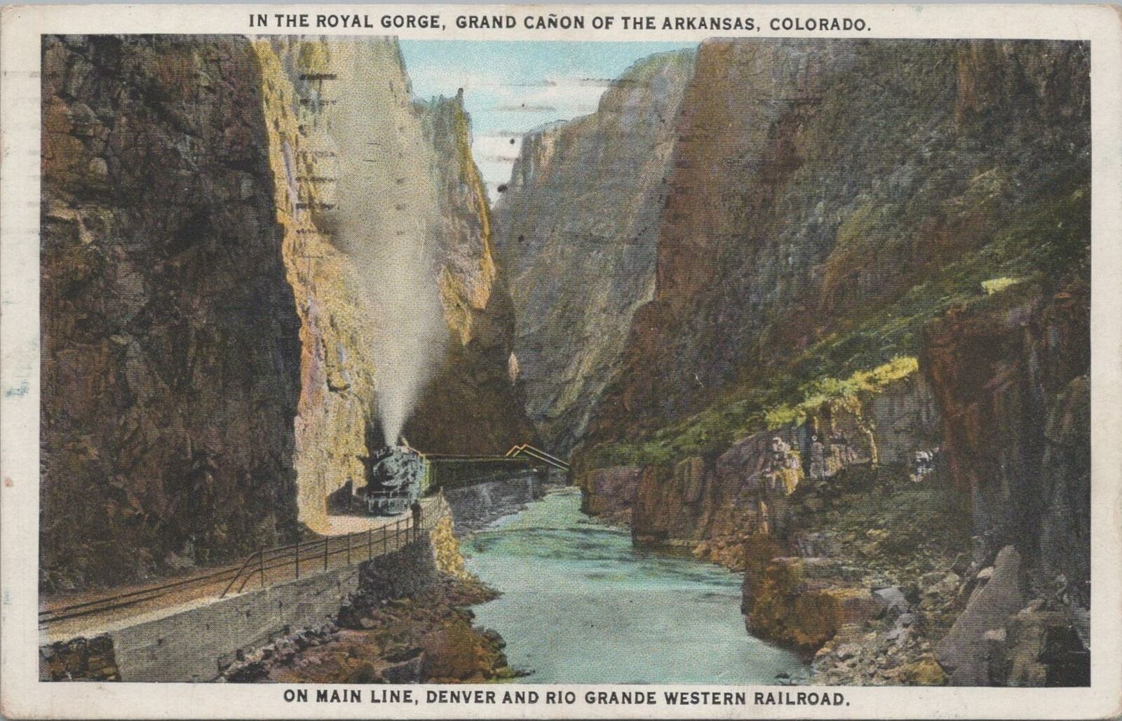 Postcard In the Royal Gorge Grand Canyon Arkansas Colorado CO 