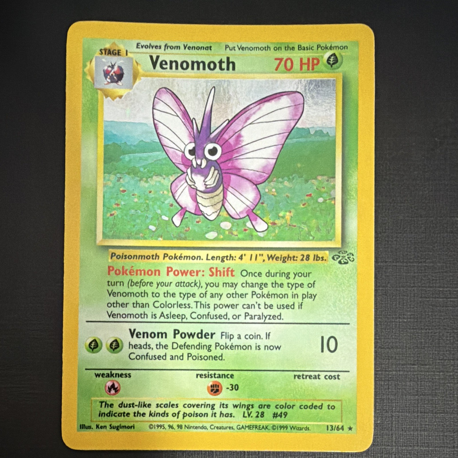 Wizards Pokémon 1999 Jungle Venomoth 13/64 Unlimited LP Wizards Pokémon 1999 Jungle Venomoth 13/64 Unlimited LP
