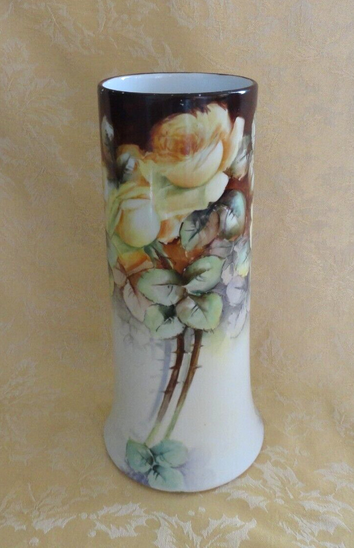 Antique B & Co France Hand Painted Porcelain Roses Floral Vase Signed Ca. 1912 Antique B & Co France Hand Painted Porcelain Roses Floral Vase Signed Ca. 1912