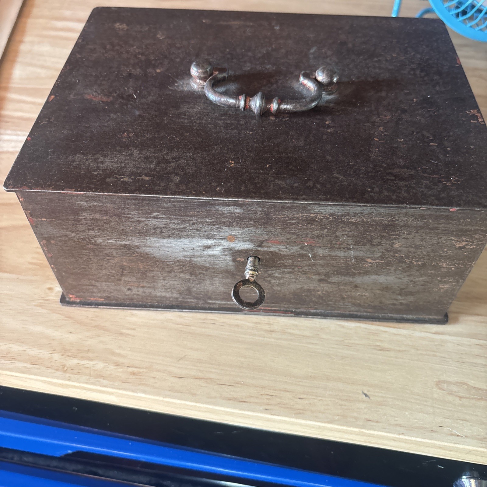Antique Heavy Steel Iron Banker Railroad Stagecoach Strong Box Safe Rare