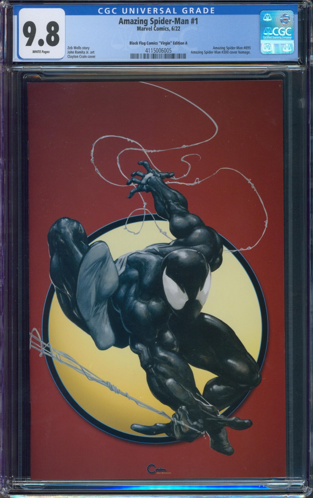 Amazing Spider-Man #1 (#895) Crain Black Flag Virgin A - CGC 9.8 - NM/M Amazing Spider-Man #1 (#895) Crain Black Flag Virgin A - CGC 9.8 - NM/M