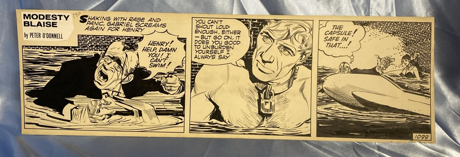 1966 MODESTY BLAISE Original Daily Comic Strip Art by JIM HOLDAWAY #1099 1966 MODESTY BLAISE Original Daily Comic Strip Art by JIM HOLDAWAY #1099
