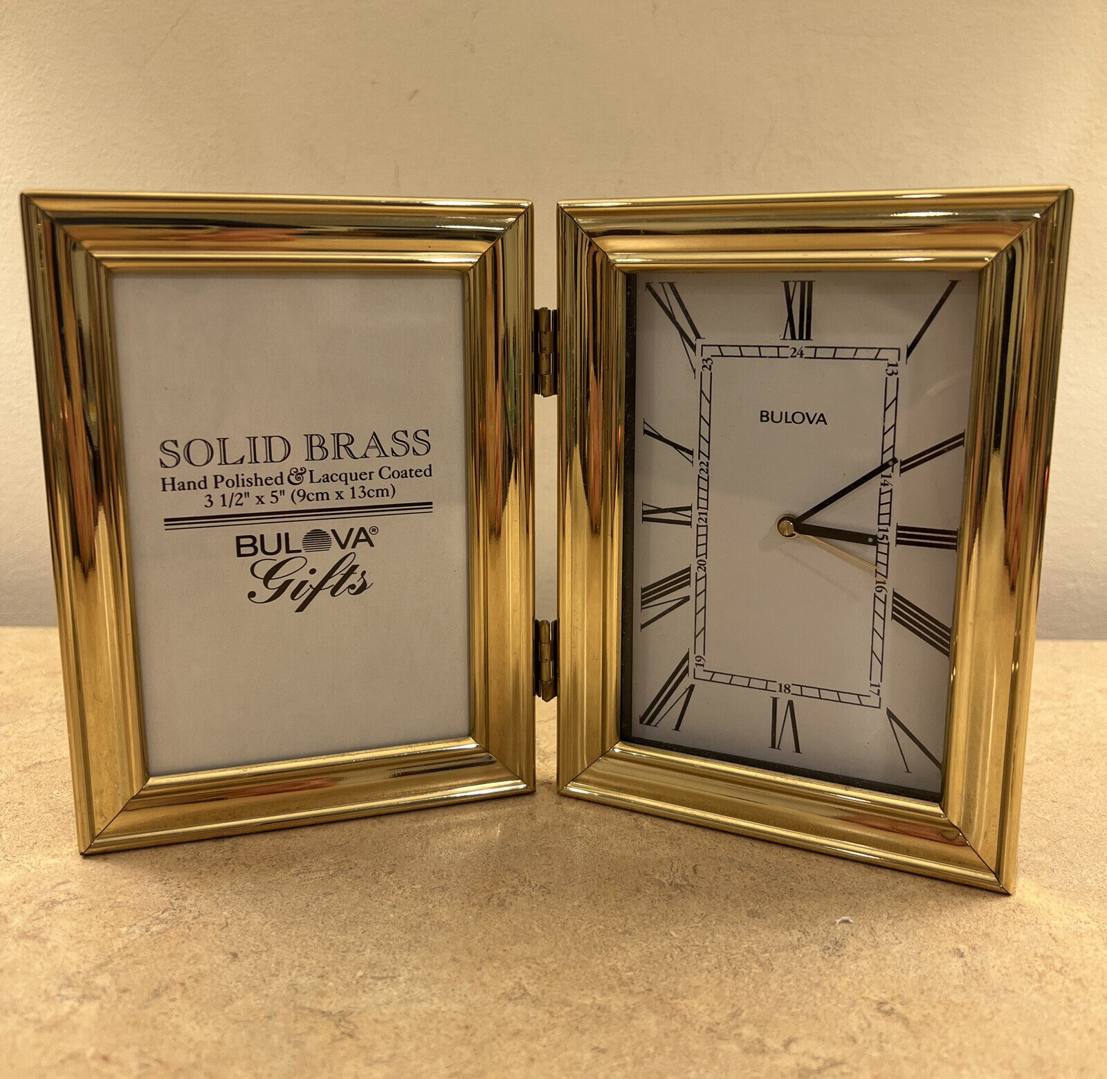 Bulova  Solid  Brass  Clock Picture Frame