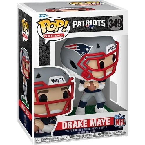 Funko POP Drake Maye New England Patriots NFL Figure 349 + Protector