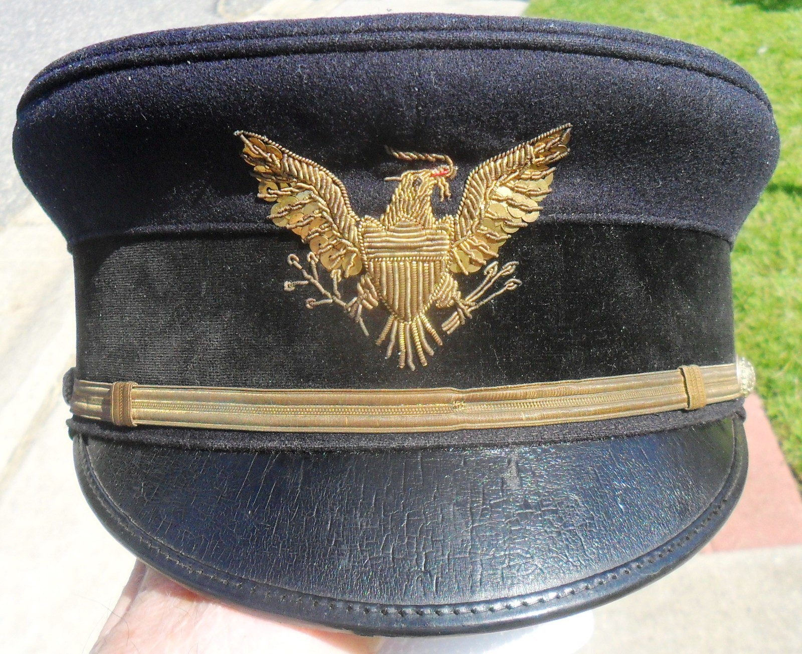 ABSOLUTELY SUPERB REGULATION VELVET BORDER GENERAL OFFICER M1902 VISOR CAP ABSOLUTELY SUPERB REGULATION VELVET BORDER GENERAL OFFICER M1902 VISOR CAP