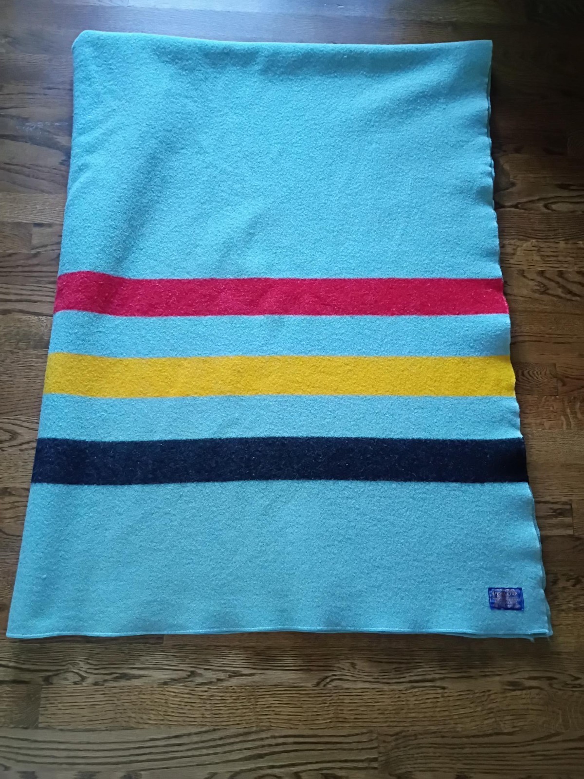 Vintage PENDLETON Wool Camp Blanket 1930s 1940s Multi Stripe Portland Tag 63x82