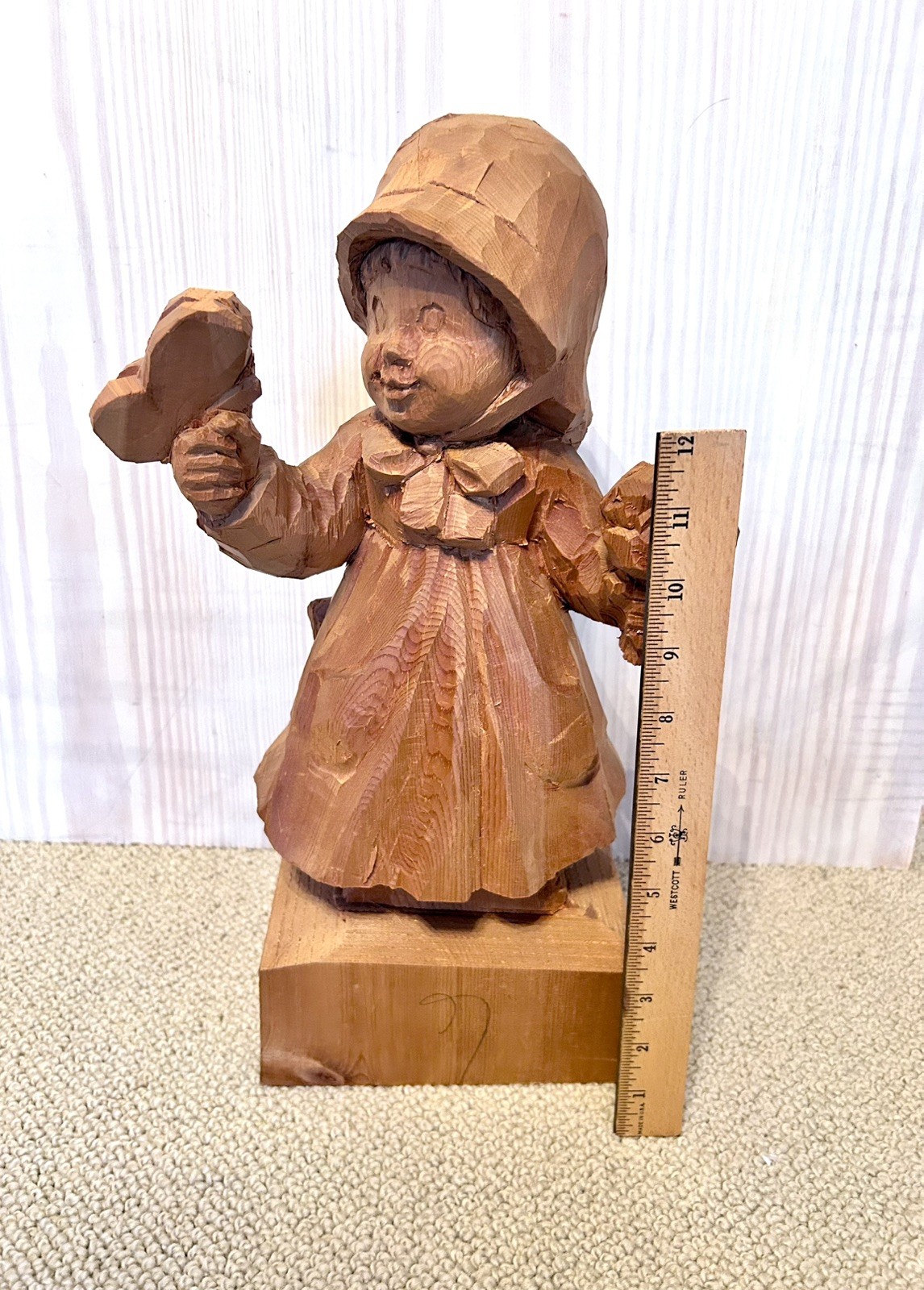 ANRI 16” Hand Carved Figurine Garden Girl Sarah Kay Natural Wood Sculpture ANRI 16” Hand Carved Figurine Garden Girl Sarah Kay Natural Wood Sculpture