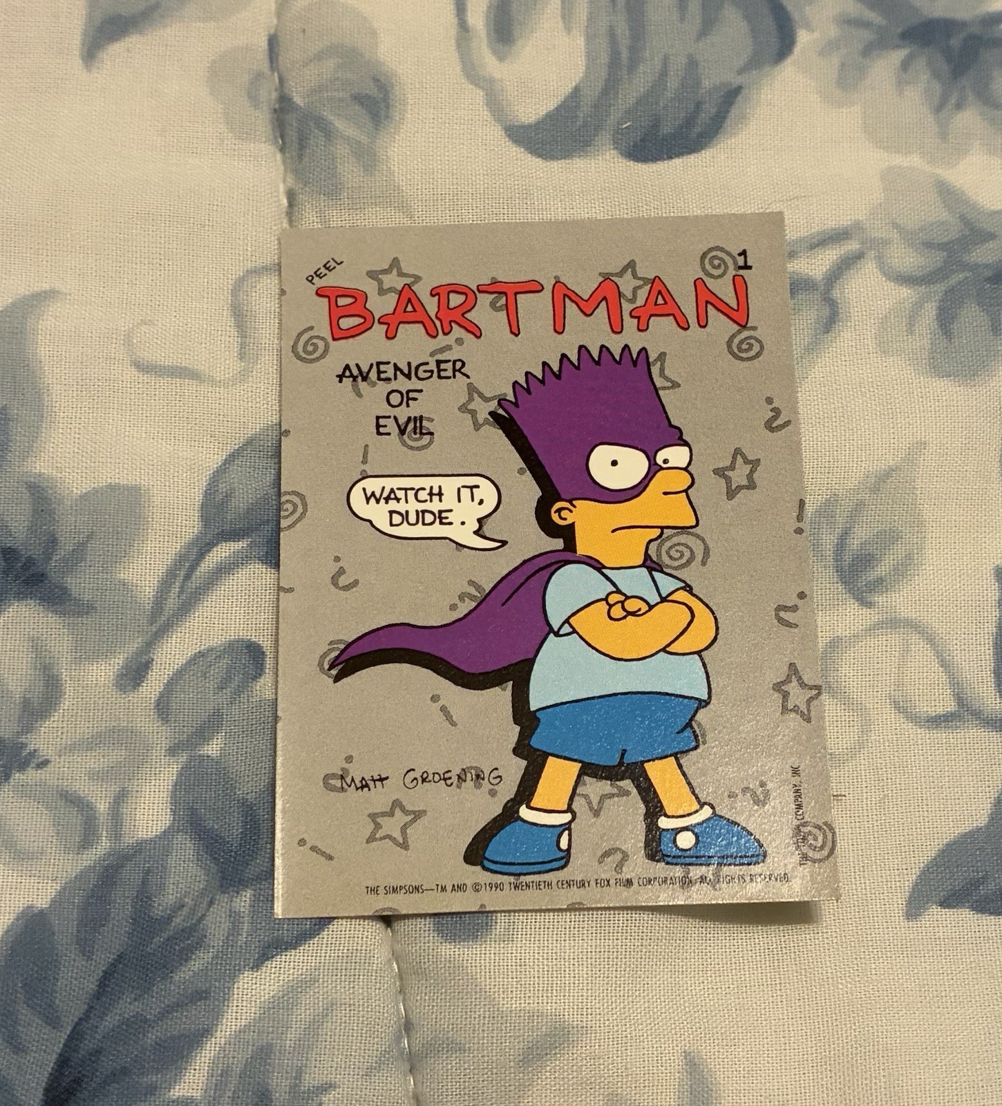 1990 TOPPS THE SIMPSONS BARTMAN *ROOKIE CARD* STICKER BART SIMPSON RAW 1990 TOPPS THE SIMPSONS BARTMAN *ROOKIE CARD* STICKER BART SIMPSON RAW