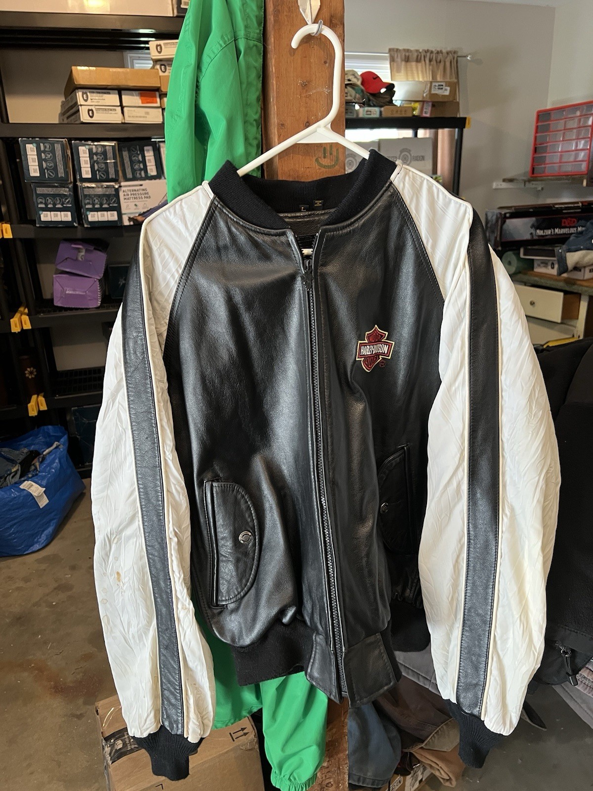 Vintage 1990s Leather/Nylon Harley Davidson Motorcycle Riding Jacket Size LG Vintage 1990s Leather/Nylon Harley Davidson Motorcycle Riding Jacket Size LG