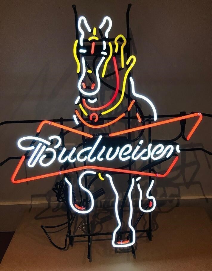 US STOCK Clydesdale Horse Beer Bowtie 24"x20" Vintage Neon Sign Lamp Glass Decor US STOCK Clydesdale Horse Beer Bowtie 24"x20" Vintage Neon Sign Lamp Glass Decor