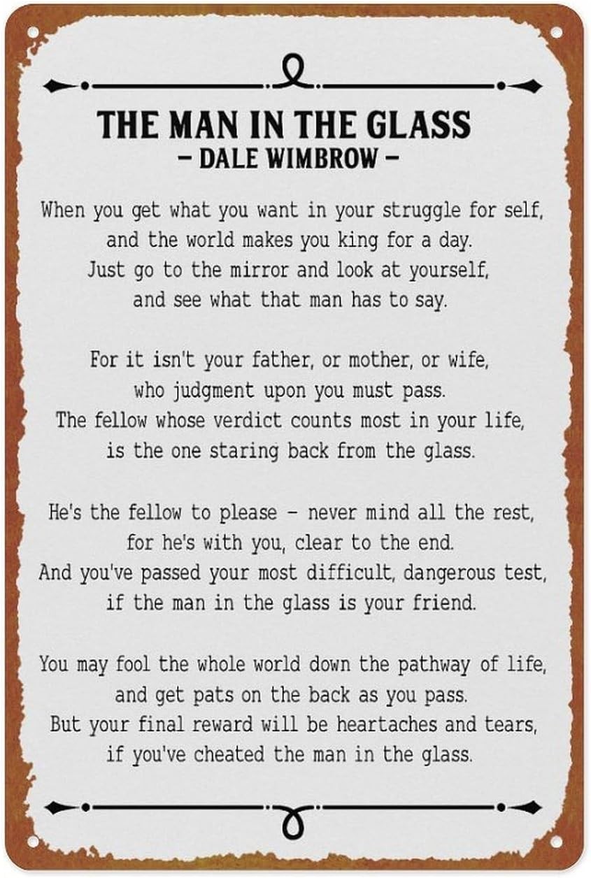 The Man In The Glass Poem Posters Tin Metal Signs Home Décor 8x12 The Man In The Glass Poem Posters Tin Metal Signs Home Décor 8x12