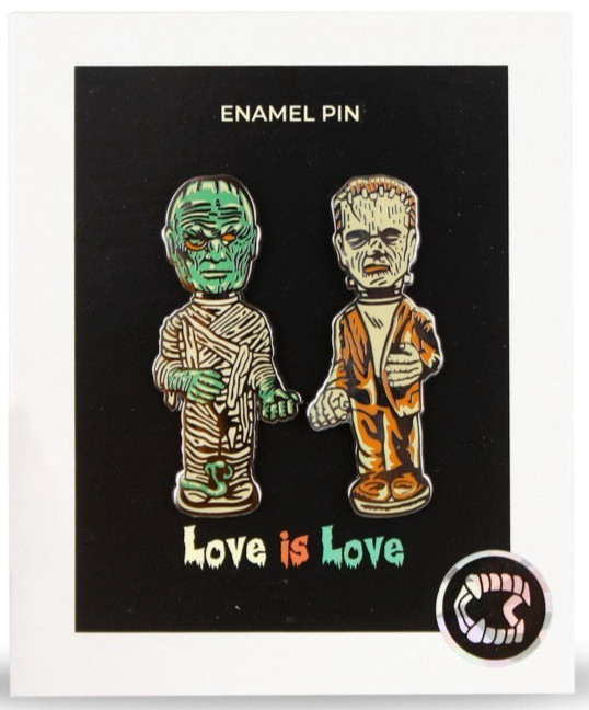 NEW Creepy Co. LOVE IS LOVE Pin Set Frankenstein & The Mummy Pride 1.5in