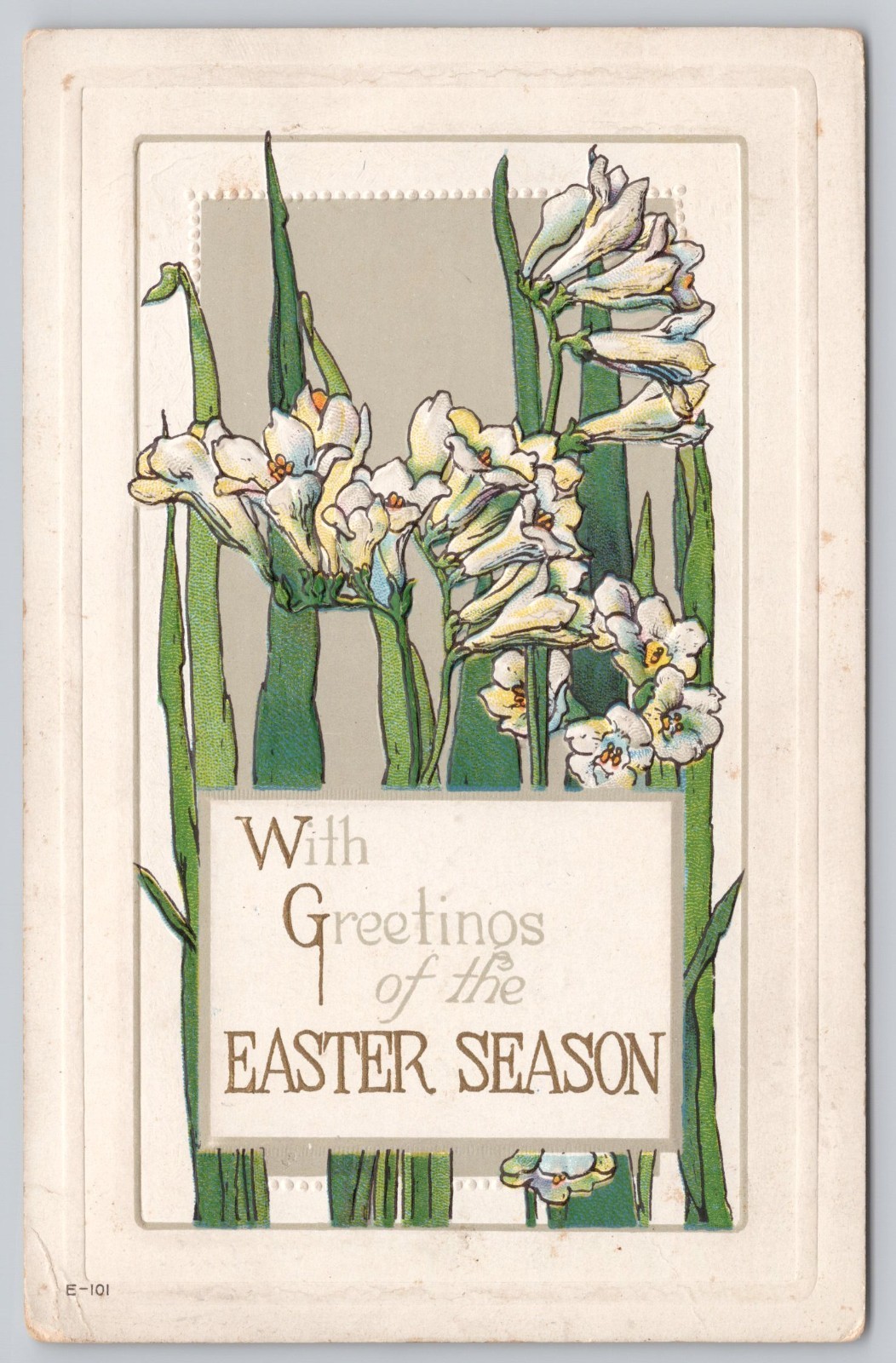 Embossed Easter Season Floral Greetings Divided Back Lily Spring Postcard Embossed Easter Season Floral Greetings Divided Back Lily Spring Postcard