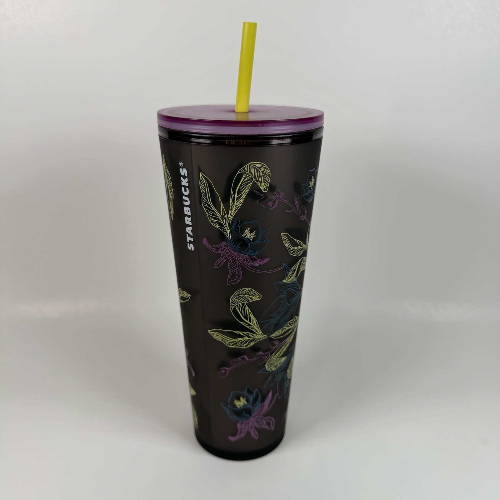 Starbucks 24 oz Venti Tumbler Cold Cup 2024 Purple Floral Green Straw BRAND NEW Starbucks 24 oz Venti Tumbler Cold Cup 2024 Purple Floral Green Straw BRAND NEW