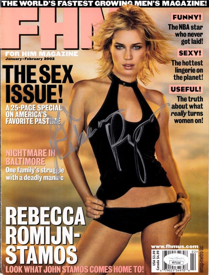 Rebecca Romijn autographed signed autograph sexy 2002 FHM magazine cover JSA COA