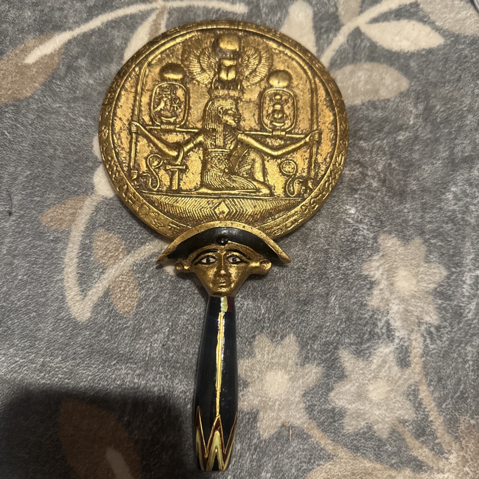 Ebros Ancient Egyptian Protection Symbol Winged Scarab Aegis Hand Mirror 8.75"H