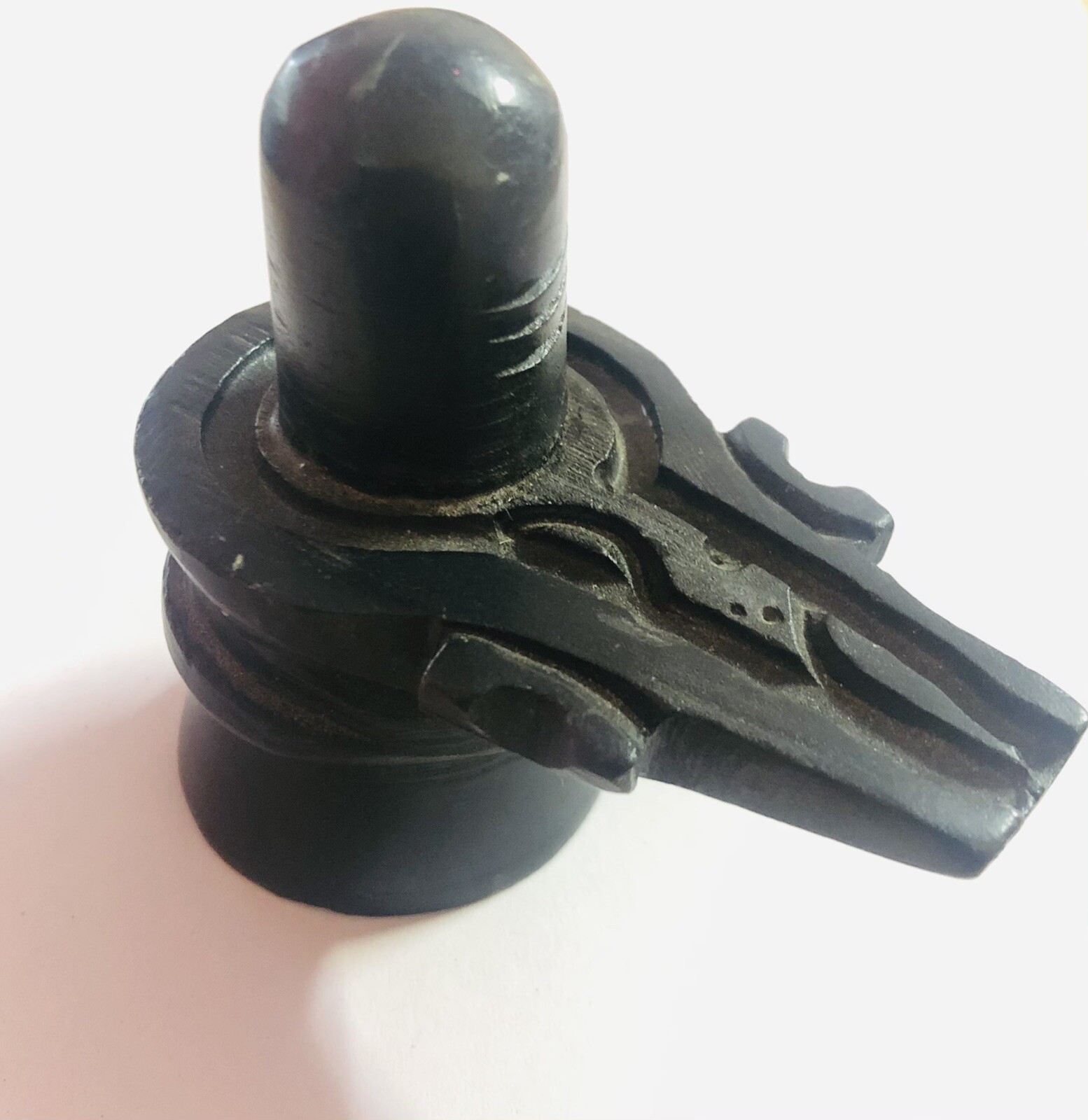 3 Inch Stone Shivling Handmade Hindu God Black Shiva Lingam Pooja / 3 Inch Stone Shivling Handmade Hindu God Black Shiva Lingam Pooja /