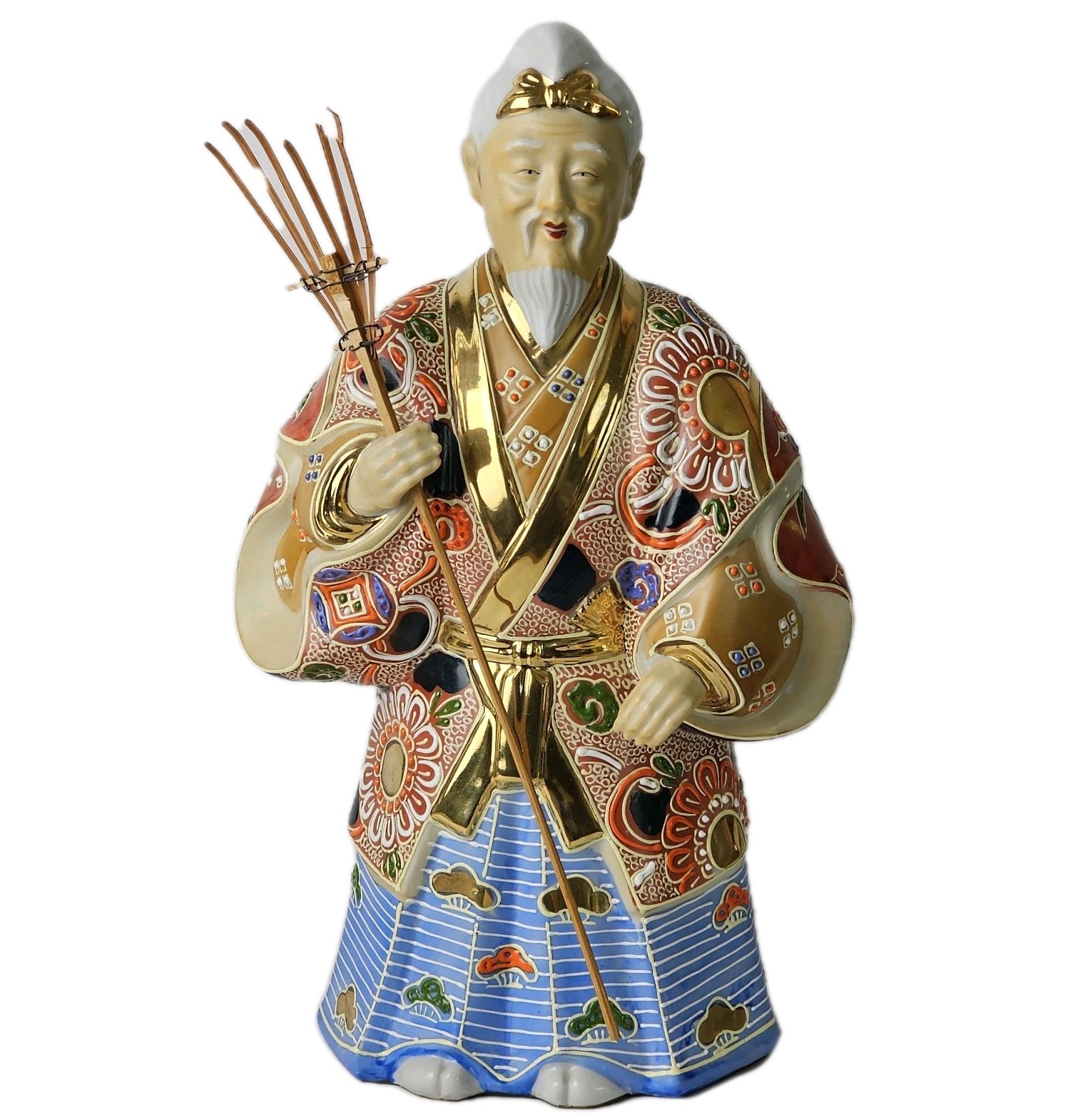 Kutani Ware Kikusen Kiln Japanese Hand Painted Figurine Vintage Moriage Kutani Ware Kikusen Kiln Japanese Hand Painted Figurine Vintage Moriage