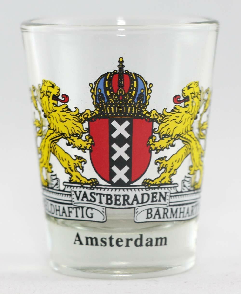AMSTERDAM NETHERLANDS COAT OF ARMS SHOT GLASS SHOTGLASS