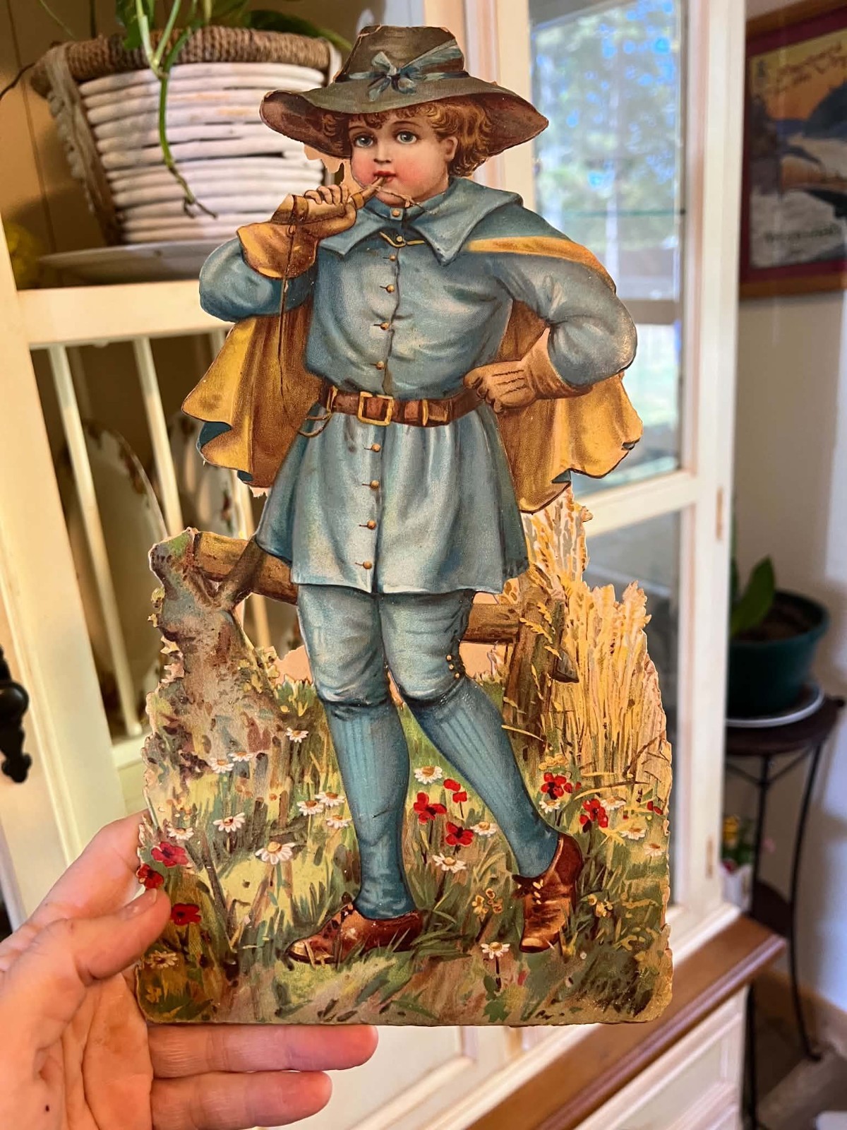 1880's LARGE ANTIQUE VICTORIAN TRADE CARD BLUE BOY DIE-CUT CHROMOLITHOGRAPH 1880's LARGE ANTIQUE VICTORIAN TRADE CARD BLUE BOY DIE-CUT CHROMOLITHOGRAPH