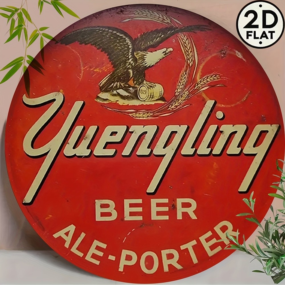 2D Flat, 1Tin Metal Signs, Yuengling Beer, Vintage Classic 8" Round Sign with a 2D Flat, 1Tin Metal Signs, Yuengling Beer, Vintage Classic 8" Round Sign with a
