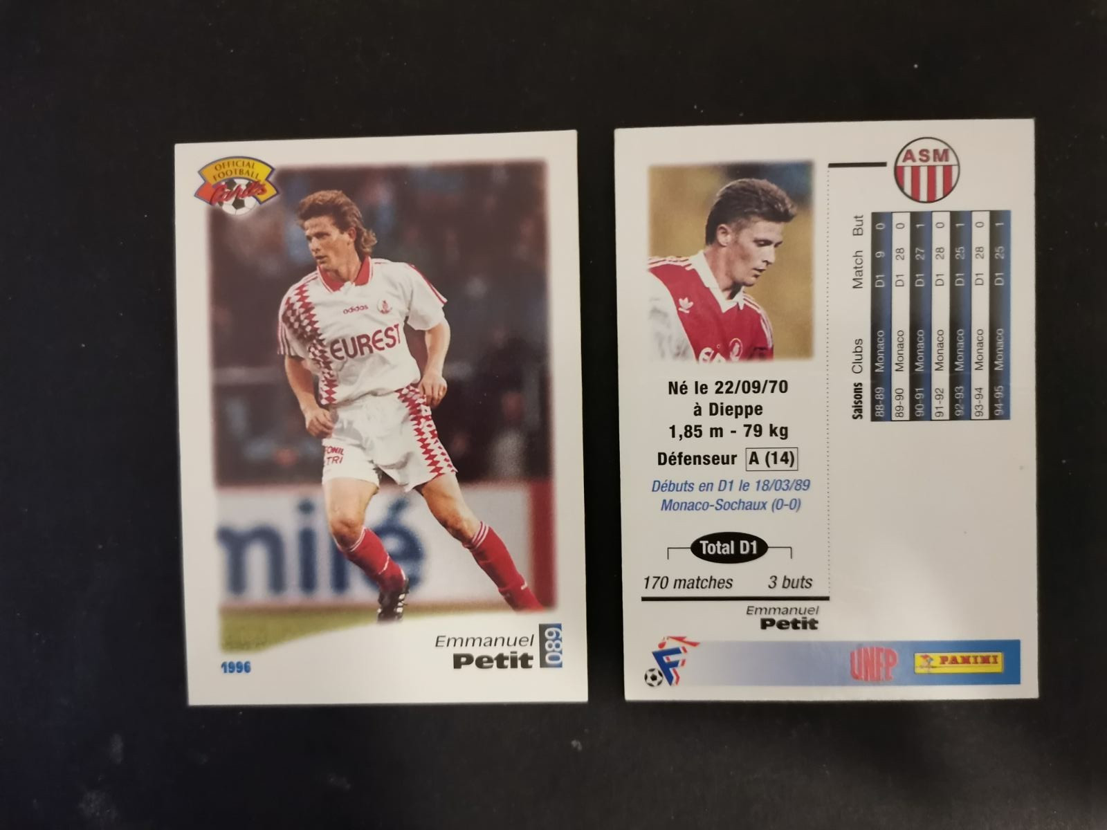 emmanuel petit panini football cards 1996 monaco No. 89 emmanuel petit panini football cards 1996 monaco No. 89