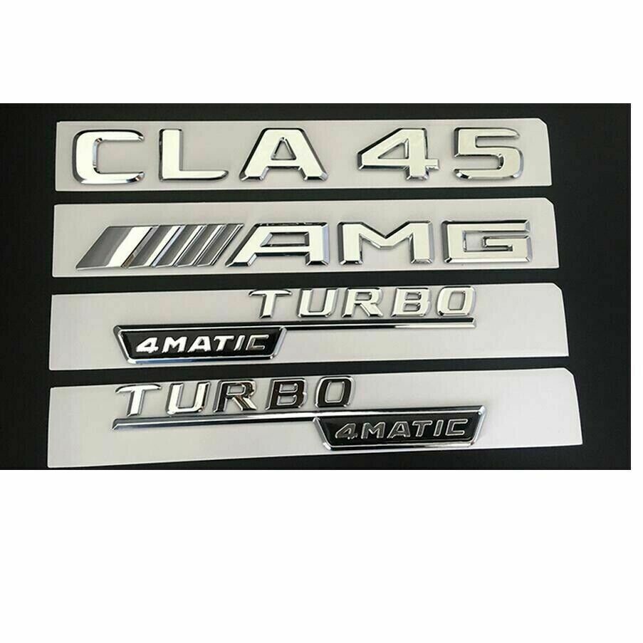 Chrome Trunk Emblems Badges for Mercedes X117 C117 CLA45 for AMG TURBO 4MATIC. Chrome Trunk Emblems Badges for Mercedes X117 C117 CLA45 for AMG TURBO 4MATIC.