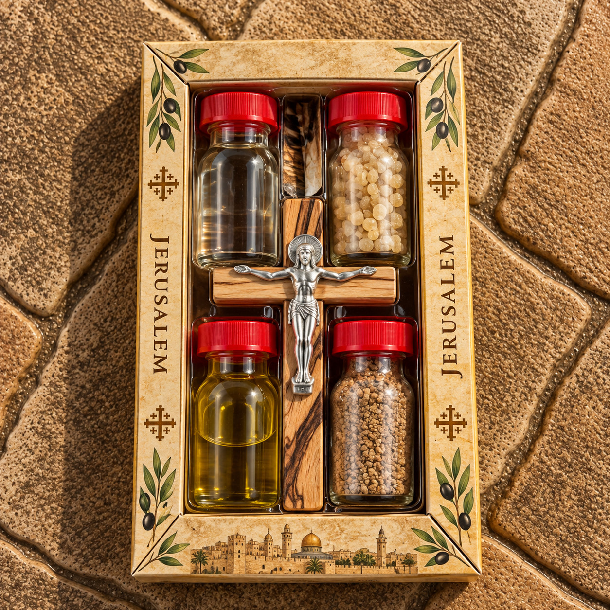 Holy Land Blessing Kit Jerusalem Holy Water Olive Oil Soil Frankincense Olive Holy Land Blessing Kit Jerusalem Holy Water Olive Oil Soil Frankincense Olive