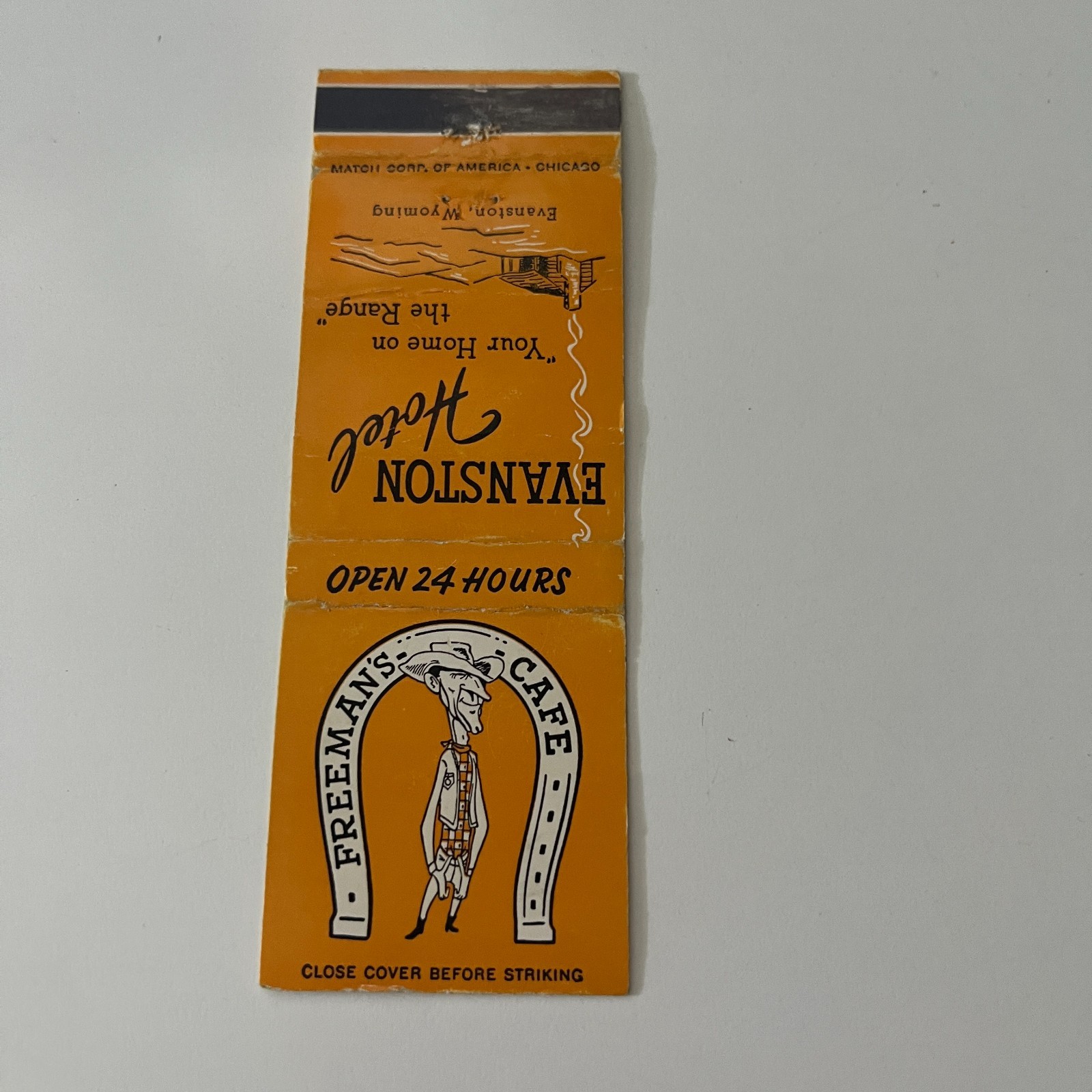 Evanston Hotel  Freeman's Cafe Evanston WY Vintage Matchbook Cover TMB42-2