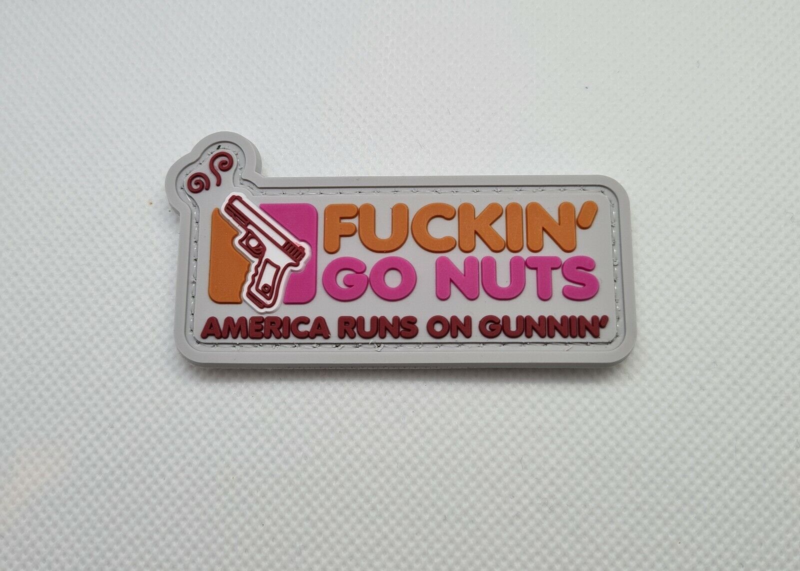 Dunkin Donuts Go Nuts Guns USA 3D PVC Tactical Morale Patch - Hook Backed  